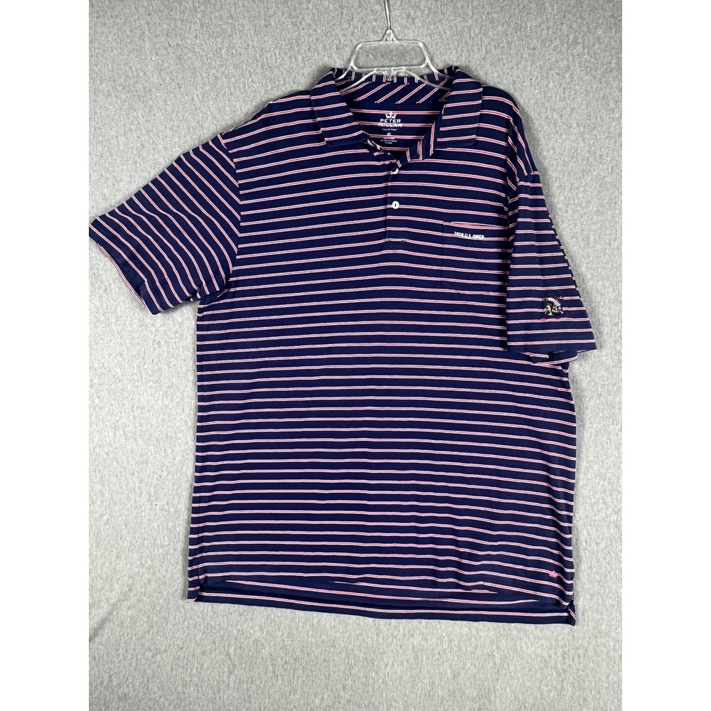 Peter Millar 2018 US Open Shinnecock Hills Striped Polo Shirt Mens XL Navy Pink